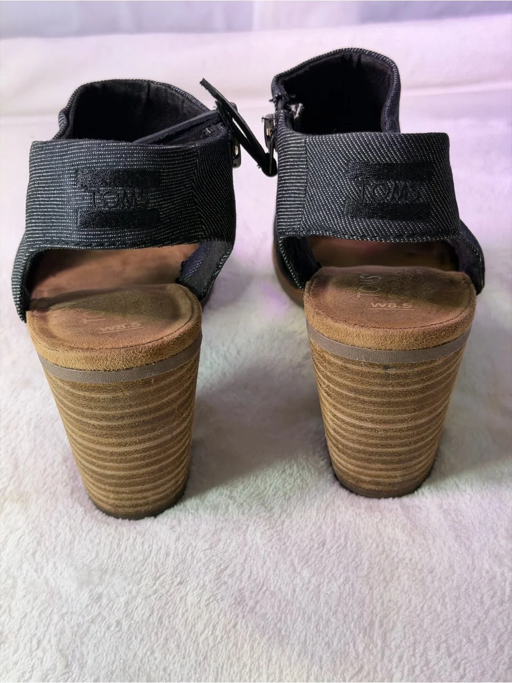 Toms Cream Two-Band Block Heel Sandal